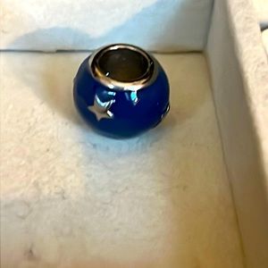 Brighton navy blue stars bead charm bracelet necklace silver plated lined